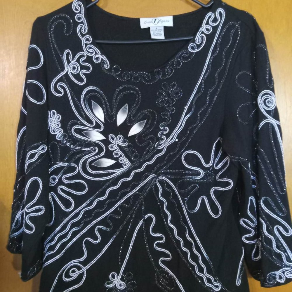 Black and Silver Embroidered Blouse